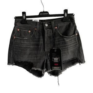 Levi’s 501 High Waisted Cut Off Denim Shorts Faded Black 26